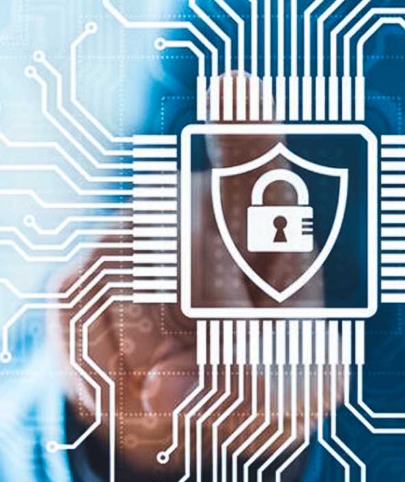 一个人在前台显示的图像与安全图标